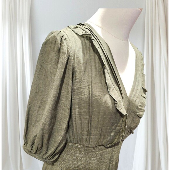 J Gee Dress Womens PXL Olive Green Tiered Ruffle Peasant Cottage Boho - Picture 4 of 12